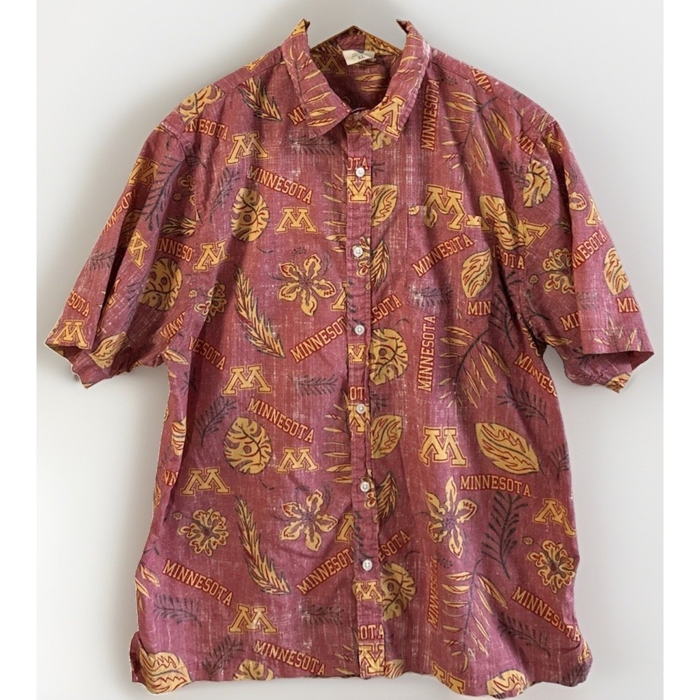 Mens Wes and Willy Minnesota Golden Gophers Hawaiian Shirt S/S Button Up L/XL